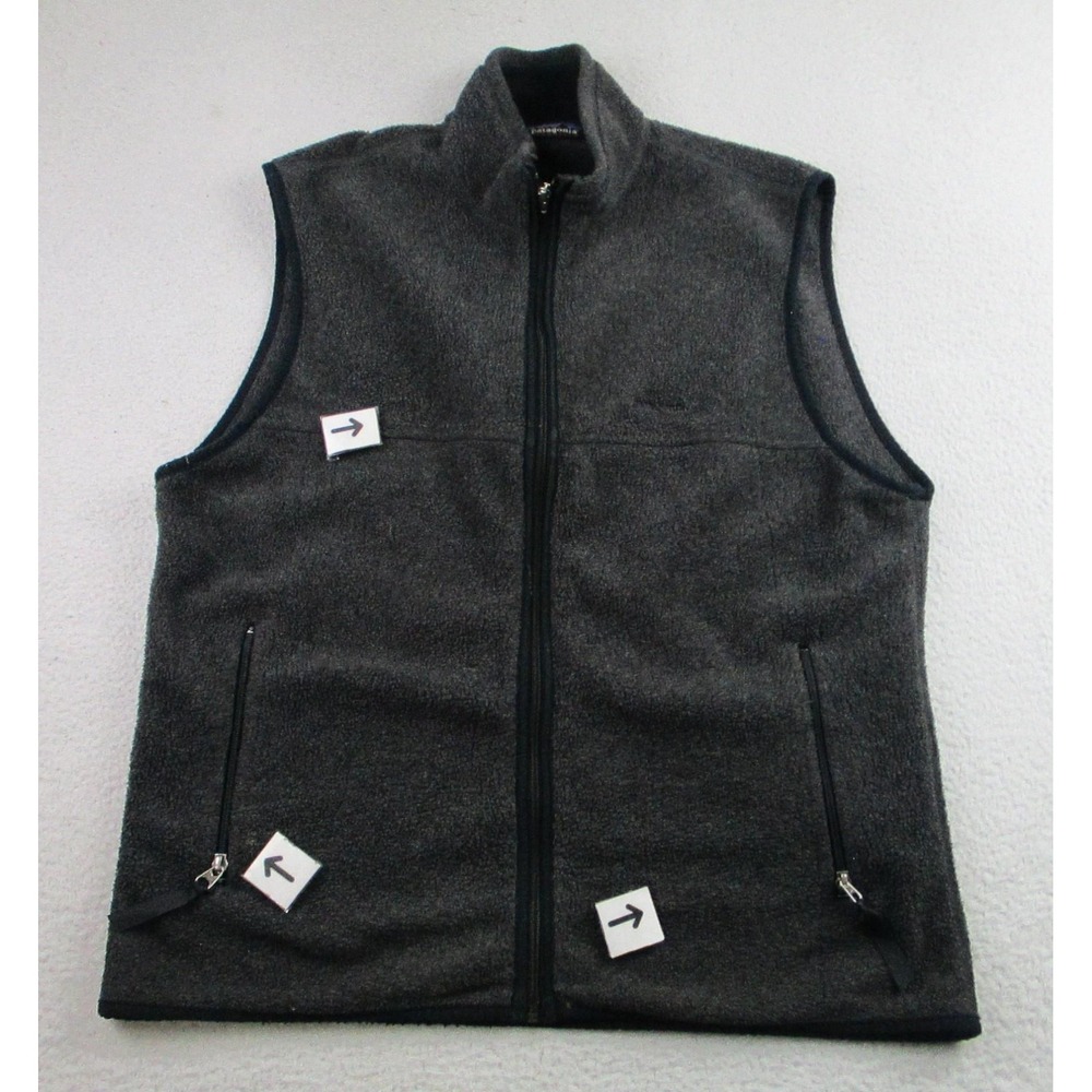 Patagonia Vest Mens‎ Large Gray Synchilla Fleece Full Zip Pockets YKK Zippers